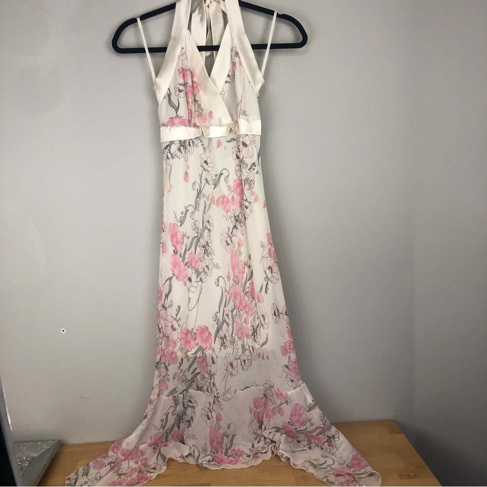 Vintage Mariposa Sz M Floral Halter Dress